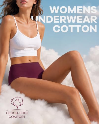 UNDER THE SEA Cotton Underwear Women High Waisted Full coverage Brief 5Pack - color: Setb, size: XX-Large
