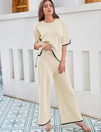 Tanming Women's Sweater Sets 2 Piece Lounge Set Tracksuits - color: Apricot, size: Small