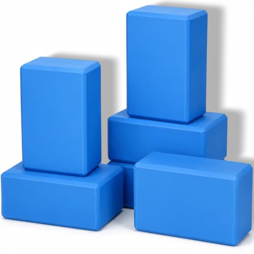 Wettarn 6 Pack EVA Yoga Blocks Bulk, Non Slip Pilates Brick - color: Blue