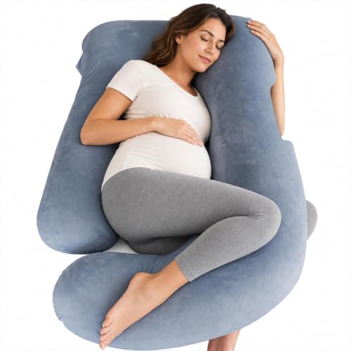MOON PARK Pregnancy Pillows for Sleeping - 57 Inch U Shaped Full Body Maternity Pillow with Removable Cover - Support for Back, Legs, Belly, Hips - Pregnancy Pillow for Women - Grey - color: Grey, size: 57 Inch-Velvet Cover