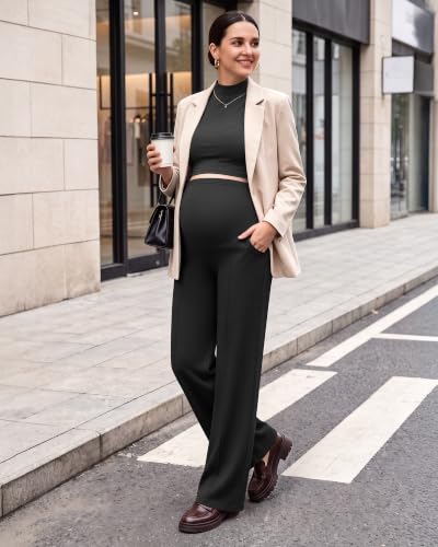 G4Free EverGoing Maternity Dress Pants Pregnancy Slacks - color: Black, size: Small