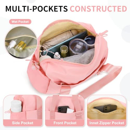 Medium Gym Bag for Women with Yoga Mat Holder Strap, 18L Pink - color: Pink, size: Medium