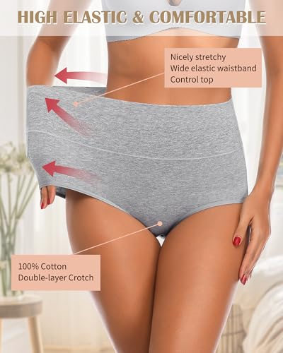 CULAYII Tummy Control Underwear Womens High Waisted Cotton Panties Breathable Full Coverage Postpartum Ladies Briefs - color: Multicoloured D - 5 Pack, size: 4X-Large