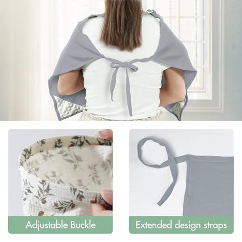 ANYEDDE 2-Pack Muslin Nursing Covers for Breastfeeding with Arch Neckline - color: C Gray & Panda