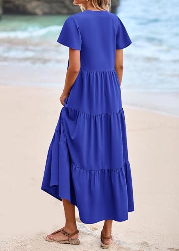 KIRUNDO Summer Maxi Dresses for Women with Pockets 2026 - color: Royal Blue, size: Small