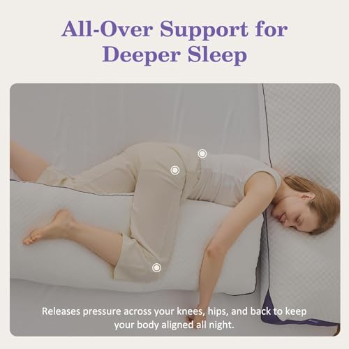 HOMELAB Adjustable Memory Foam Body Pillow with Silk-Like Pillowcase, 20x52 - size: Body Pillow + White Pillowcase