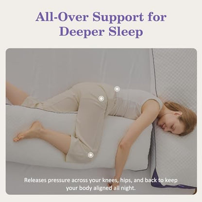 HOMELAB Adjustable Memory Foam Body Pillow with Silk-Like Pillowcase, 20x52 - size: Body Pillow + White Pillowcase