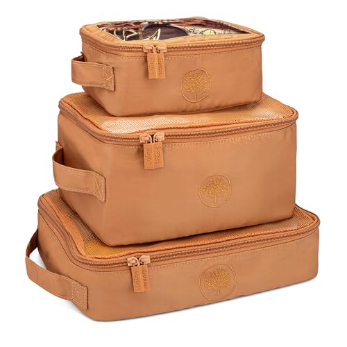 Parker Baby Co. Packing Cube Set, 3-Pack Travel Organizers - Camel - color: Camel/Desert Star