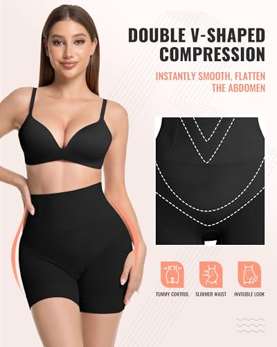Tummy Control Shapewear Shorts, Mid Waist Body Shaper - color: 2x-black, size: Medium