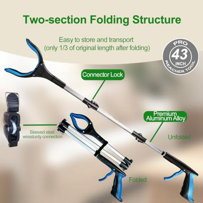 43"+36" Long Grabber Reacher Tool for Seniors &12" Mini Iron Grabber - color: 43"+36"+12"