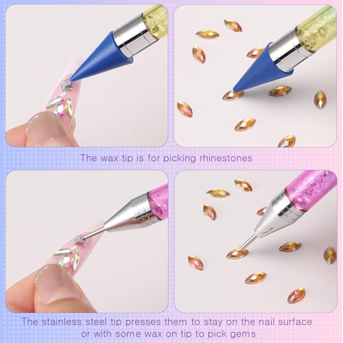 Tatuo 2 Pcs Dual-ended Rhinestone Picker Tool, Colorful - color: colorful