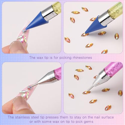 Tatuo 2 Pcs Dual-ended Rhinestone Picker Tool, Colorful - color: colorful
