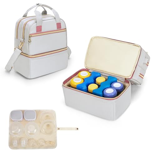 Damero Wearable Breast Pump Bag with Cooler Compartment and Waterproof Mat