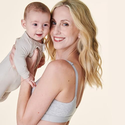 Bravado Designs Women's Cotton Pullover Maternity & Nursing Wireless Full Coverage Bra - color: Grey Heather, size: Large