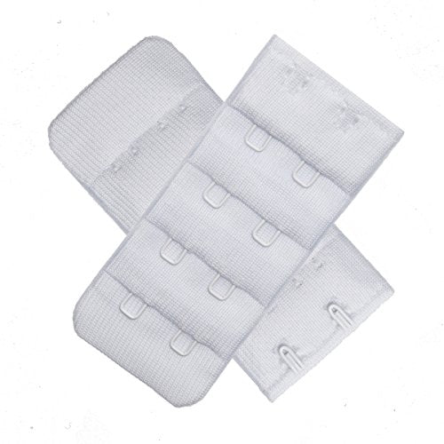 Ultra Soft Bra Extender Band Breathing Room 4 Rows Hook & Eye Extension Strap - color: 2 Hooks - 1/2 Inches Between Centers (3pcs/Pack)