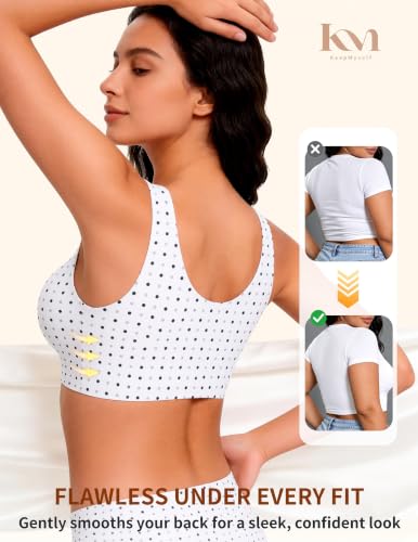 Wireless Pullover Sleep Bras for Women Seamless No Underwire T Shirt Bra - color: White Polka Dot, size: Small