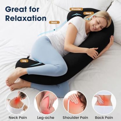 TranquilRelax C Shaped Body Pillow for Side Sleepers, Black-35 * 10" - color: Black, size: 35*10 in
