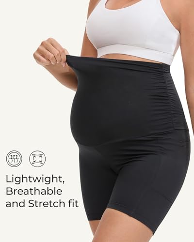 2 Pack Maternity Biker Shorts with Pockets 6" - size: Large