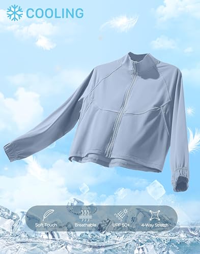 Soothfeel Women's Athletic Lightweight Jacket UPF 50+ Sun Protection Shirts - color: Light Grey, size: Small