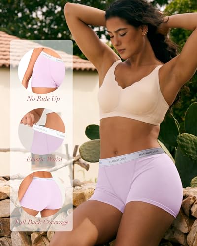 BAMBOO COOL Womens Boy Shorts Underwear High Waisted Boxer Briefs 5 Pack - color: Multicoloured E-(5-pack), size: X-Large
