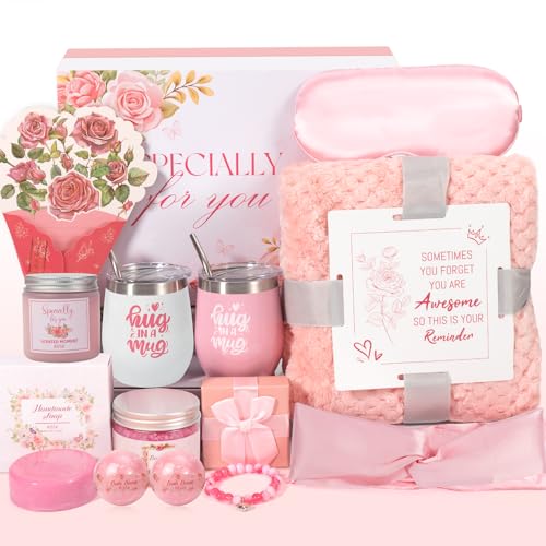 Mother's Day Gifts,Get Well Soon Gifts After Surgery,Birthday Gift Boxes ,12Pcs Self Care Package,Thinking of You Gift Basket,Relaxing Spa Gift For Her, Mom,Wife, Sister,Best Friend - color: Rose Pink
