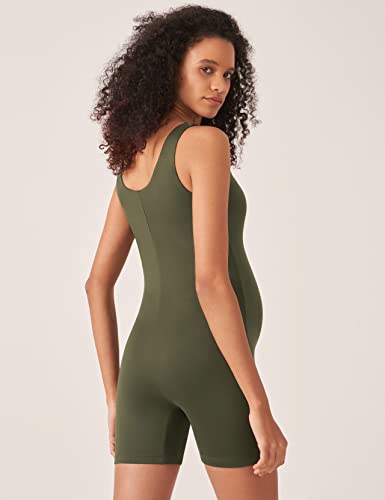 POSHDIVAH Maternity Romper Shorts Double Lined Jumpsuit - color: Green, size: XX-Large