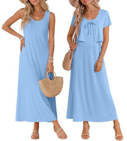 2 Piece Dress Sets for Women Fall Casual Dresses - color: Blue, size: X-Large