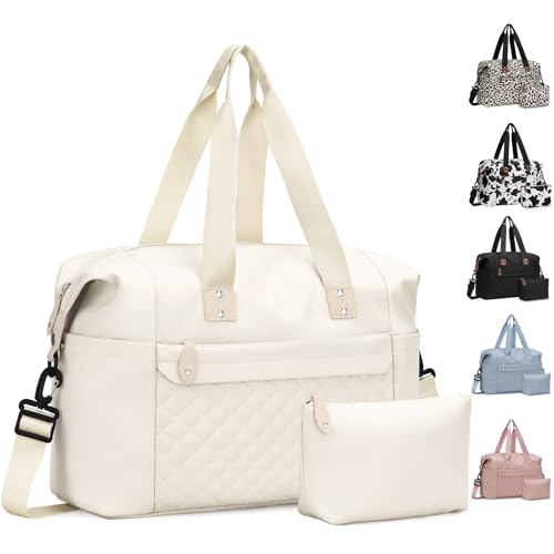 Pritent Travel Duffle Bag, Weekender Overnight Personal Item Carry On Bag - color: Beige, size: Medium