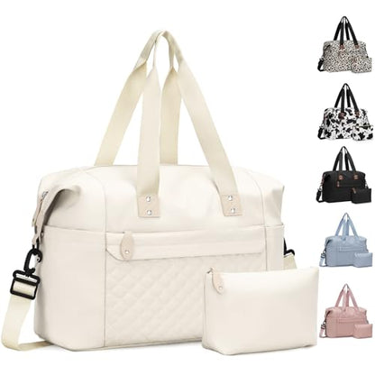 Pritent Travel Duffle Bag, Weekender Overnight Personal Item Carry On Bag - color: Beige, size: Medium