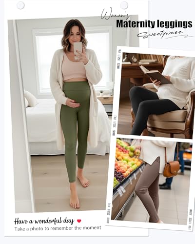 3 Pack Women's Maternity Lounge Pants - color: Black, Army Green, Brown, size: Small