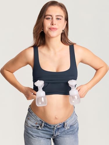 MOMANDA Longline Square Neck Pumping Bras - color: Twilight Blue, size: Medium