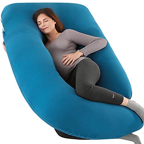 Elover U Shaped Pregnancy Pillow,Full Body Maternity Support - color: Jersey -Royal Blue