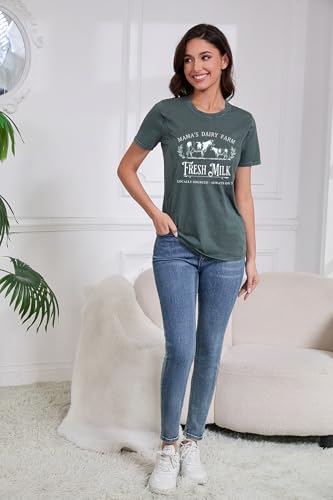 Comfort Breastfeeding Shirts Women Distressed Maternity Zip Nursing Tees - color: Green, size: Medium