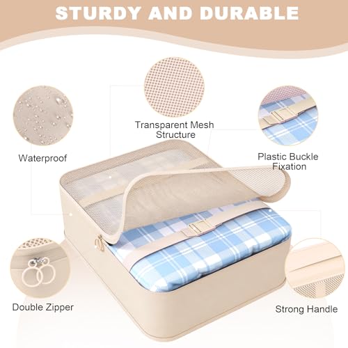 8 Set Packing Cubes for Travel, Suitcase Organizer Bags for Luggage (Cream) - color: Cream