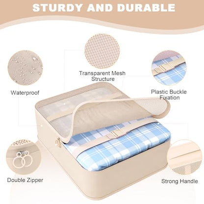8 Set Packing Cubes for Travel, Suitcase Organizer Bags for Luggage (Cream) - color: Cream