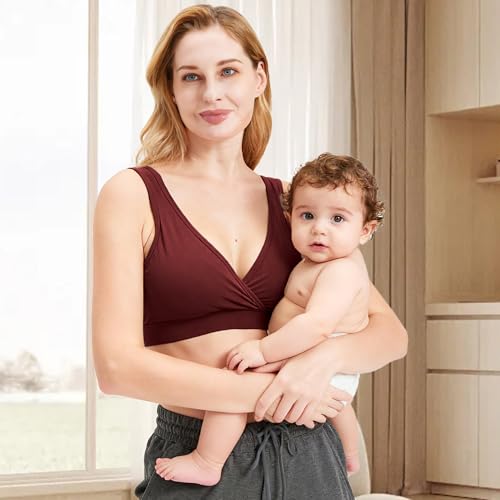 netdraw Women's Bamboo Viscose Nursing Sleep Bra - color: Maroon, size: Medium