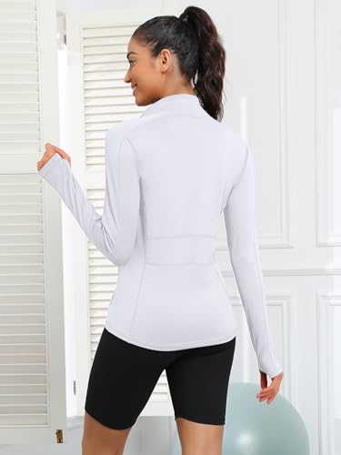 VUTRU Women's Workout Yoga Jacket Full Zip Running Athletic Track Jacket - color: A-white, size: X-Small