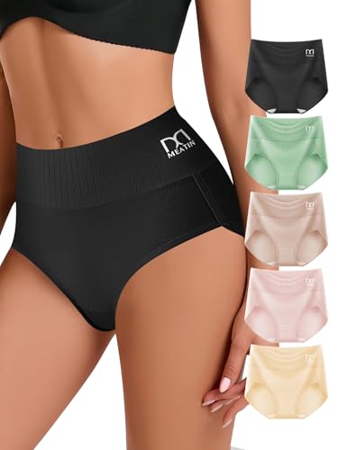Women's Underwear Cotton Super High Waisted Briefs Full Coverage Breathable Postpartum Panties 5 Pack