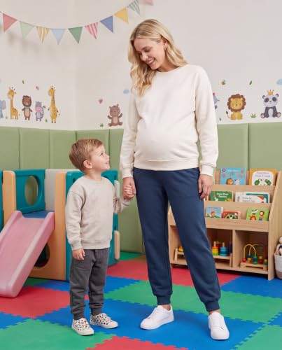 Women's Maternity Joggers with Light Fleece Lining - color: Blue, size: Small