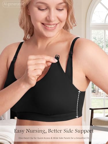 Nursing Bra for Breastfeeding Seamless Wireless Maternity Bra - color: Balck, size: 3X-Large