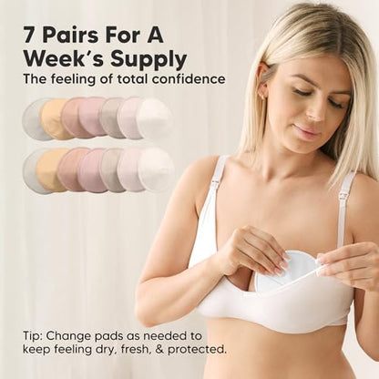 Organic Nursing Pads, 14 Washable Breast Pads,Wash Bag (Neutrals, L 5") - color: Neutrals, size: 14pk, L 5"