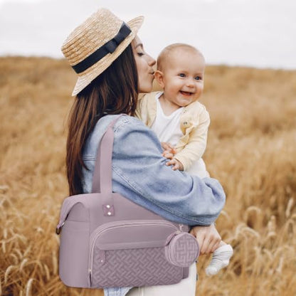 Tenot Diaper Bag Tote, Baby Bags with Pacifier Case Purper - color: Purper, size: Medium
