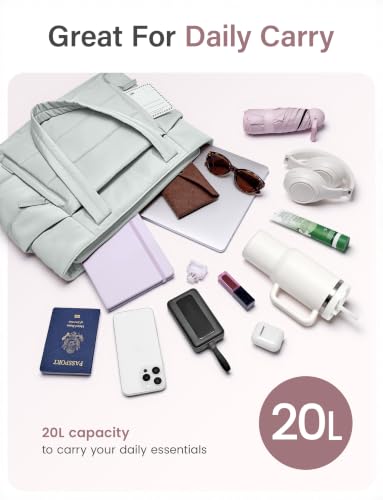 Uselike Tote Bag for Women with Zipper, Quilted Puffer Tote Bag with Compartments, Lightweight Puffy Work Bags for Women - color: Dawn Grey