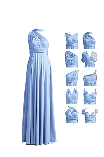 72styles Maxi Infinity Dress for Bridesmaids, Convertible Multi-Way Wrap - color: Dusty Blue, size: One Size Plus