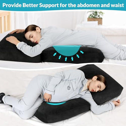 Pregnancy Belly Pillow for Sleeping, Full Body Pregnancy Massage Pillow - color: Black