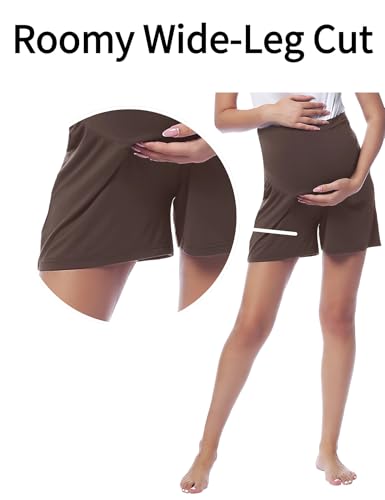 Joyaria Bamboo Viscose Cooling Maternity Pajama Shorts,Maternity Clothes - color: Chocolate, size: Medium