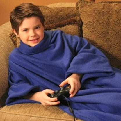 Warmie- Cozy Blanket with Sleeves- Soft Fleece Warm Handsfree Blanket Reading Surfing Internet Watching Tv Living Room Bedroom (Blue)