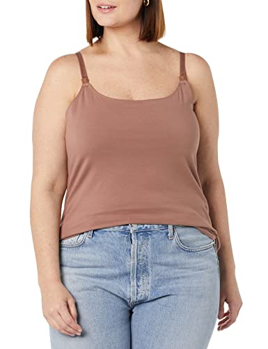 Amazon Essentials Women's Maternity Nursing Camisole with Adjustable Straps and Built-in Shelf Bra, Pack of 2 - color: 2-pack Black/Brown, size: Medium