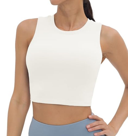 V VOCNI Nursing Tank Tops Racerback Breastfeeding Crop Top - color: White, size: X-Large