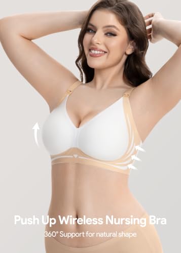 HBselect Nursing Bras for Breastfeeding 3 Pack Women Maternity Jelly Bras - color: A: 3pack(black/Nude/Gray Blue), size: Large